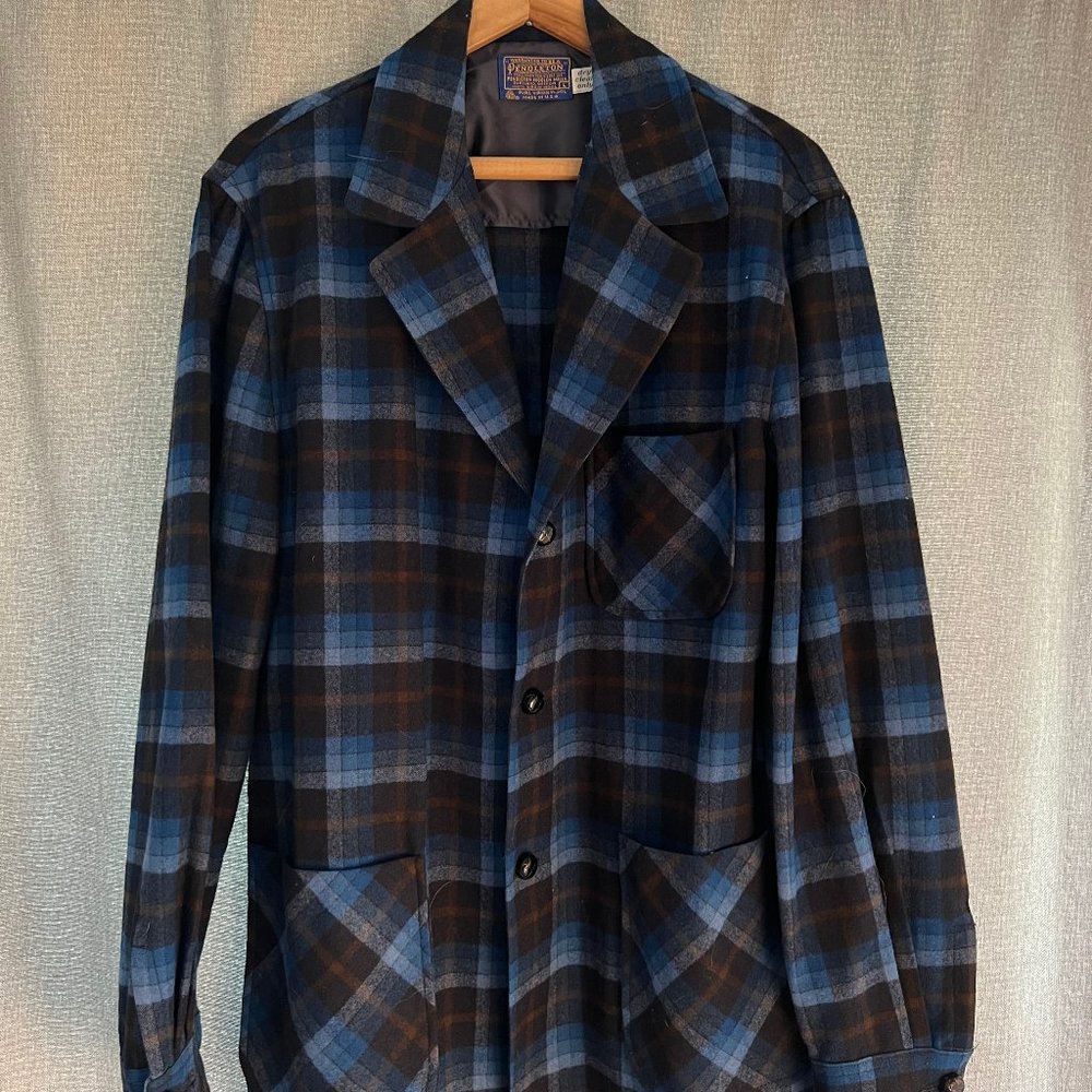 Vintage Pendleton Plaid Flannel Wool Blazer